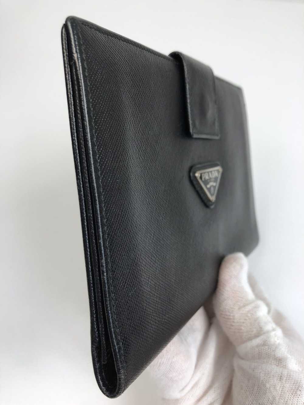 Prada Prada tessuto nero leather long wallet - image 7