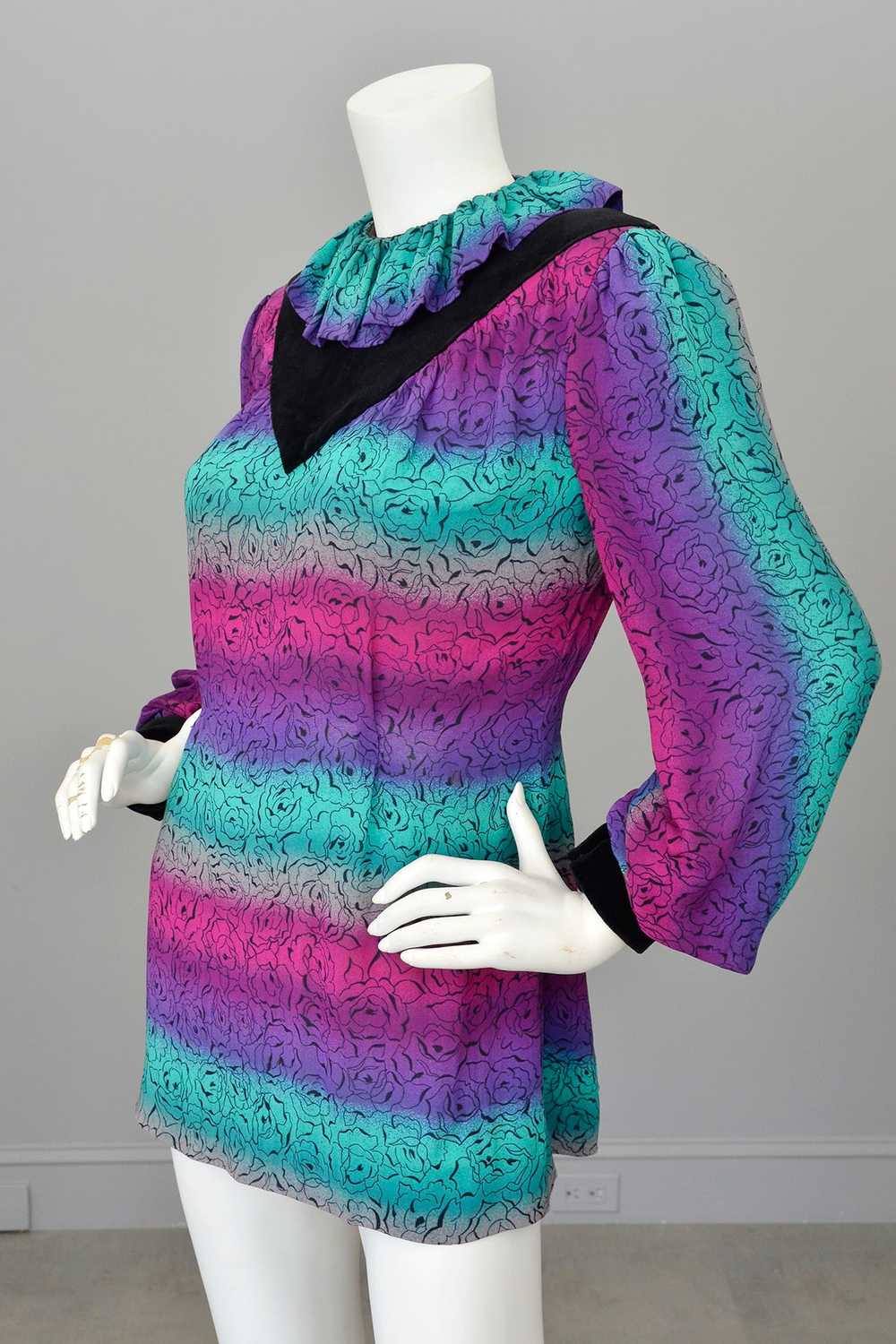 Vintage 70s 80s does 1940s Neon Pink Purple Teal … - image 5