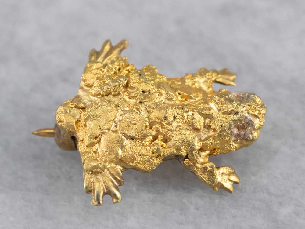 Gold Nugget Frog Pin - image 2