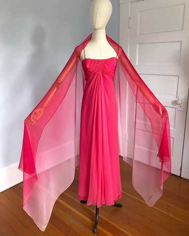 1960s Designer "Givenchy" Shocking Pink Silk Chiff