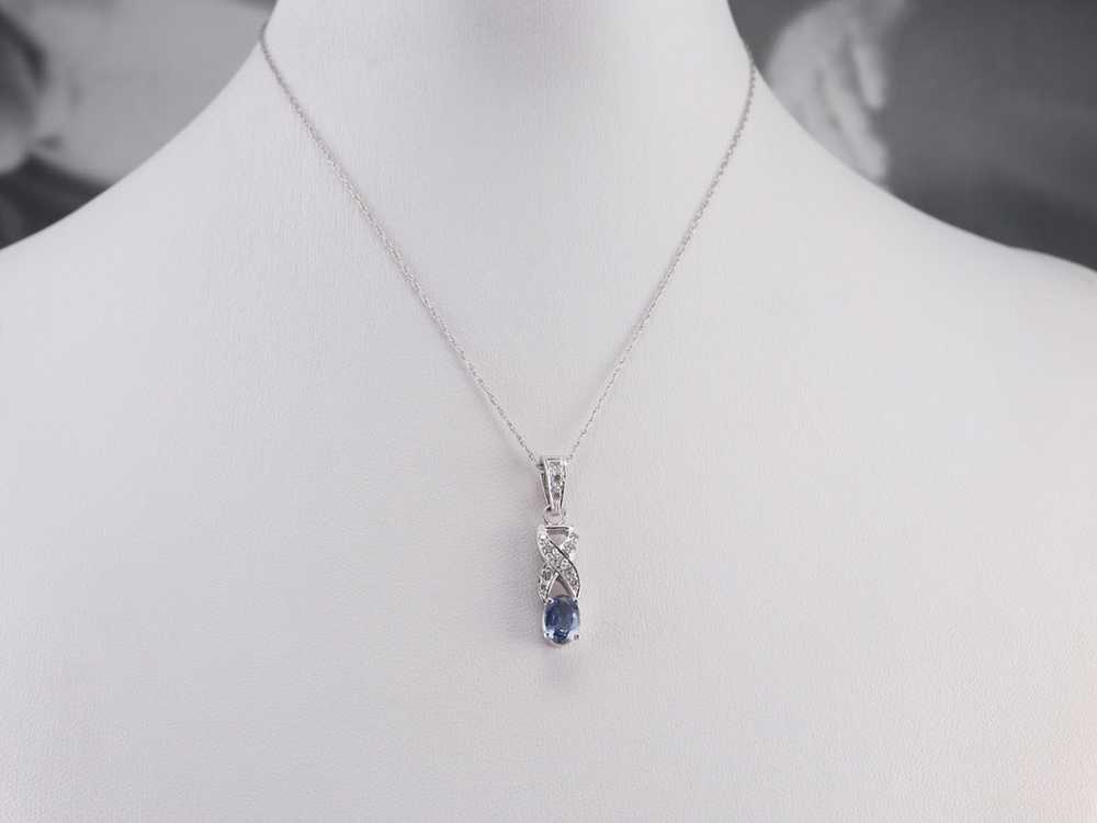 Sapphire Diamond White Gold Pendant - image 10