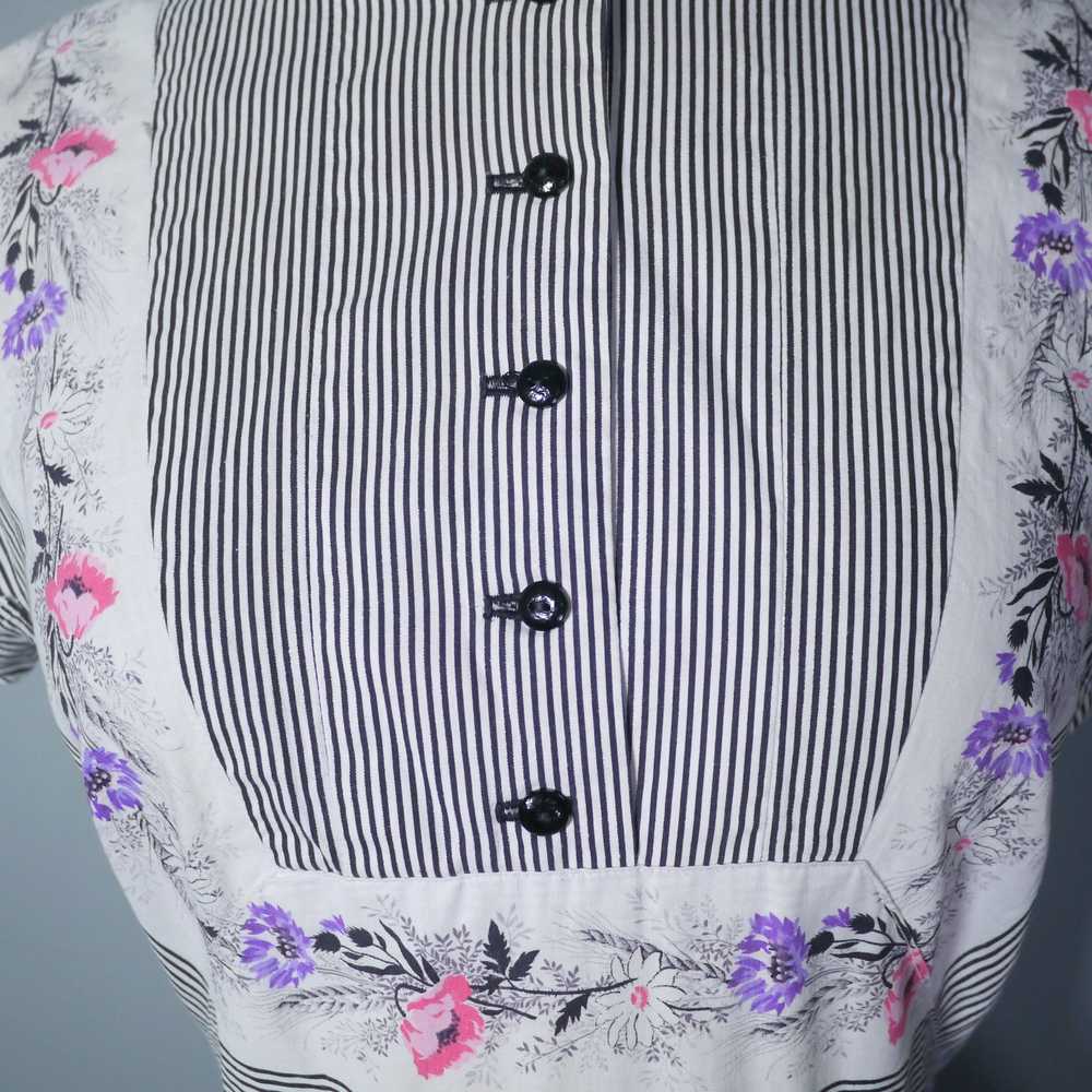 STRIPED FLORAL BLACK AND WHITE 50s COTTON DAY DRE… - image 7