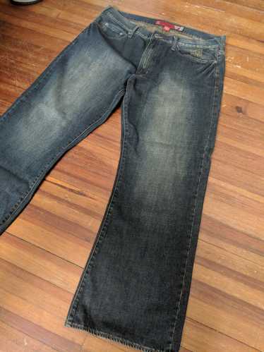 Guess Distressed straight leg blue denim jeans