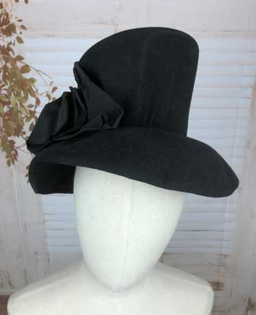 Exquisite Tall Black Original 1930s 30s Brimmed Fe