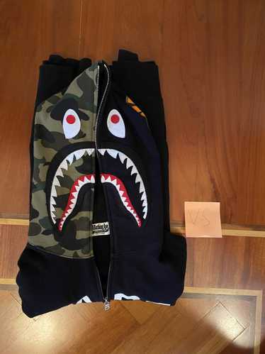 Half black half camo clearance bape hoodie