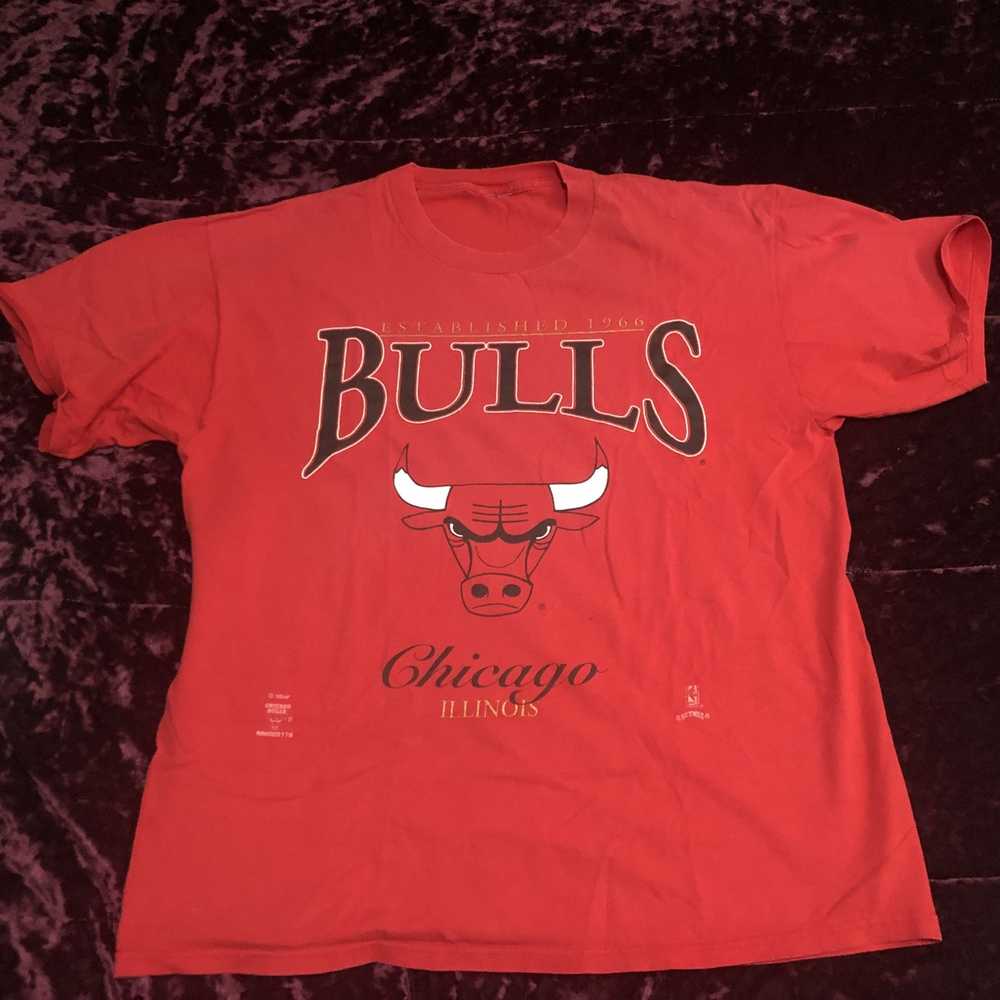 047 54 3176 Chicago Bulls NBA Basketball Red and Black Tshirt Small