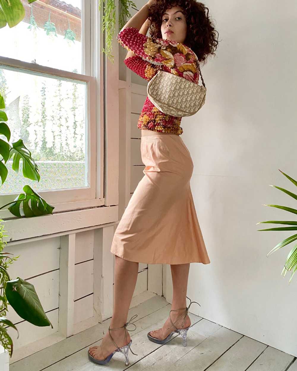 Y2k Blumarine Peach Silk Skirt - image 3