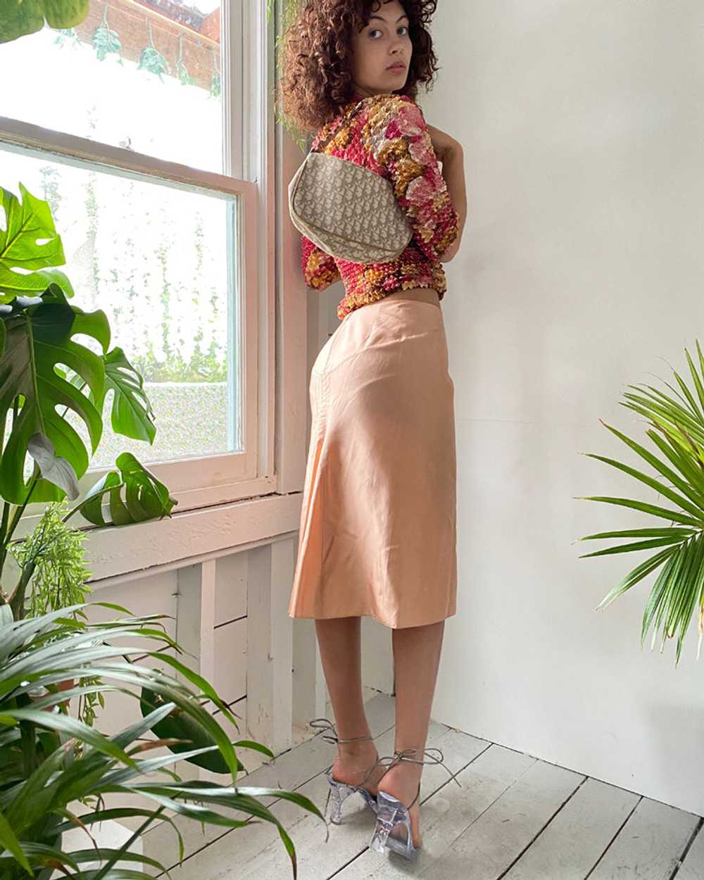 Y2k Blumarine Peach Silk Skirt - image 4
