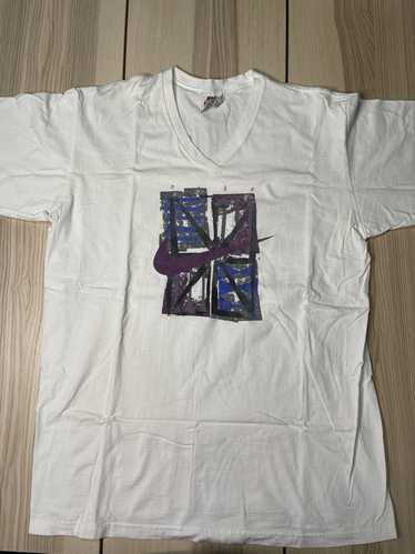 The NIKE TEE pop art graffiti embroidered t shirt abstract XS all over print