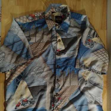 Vintage Harley Davidson Tori Richard Motorcycle Hawaiian Shirt