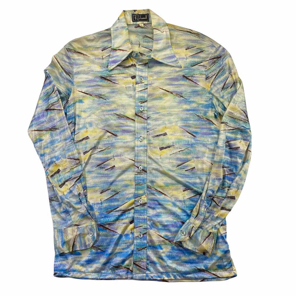 70s Poly Watery Shirt S/M - image 1
