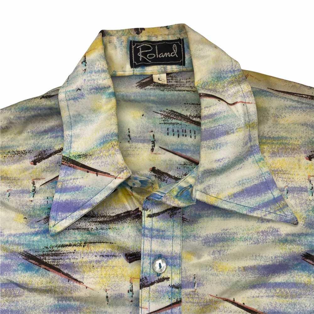 70s Poly Watery Shirt S/M - image 3