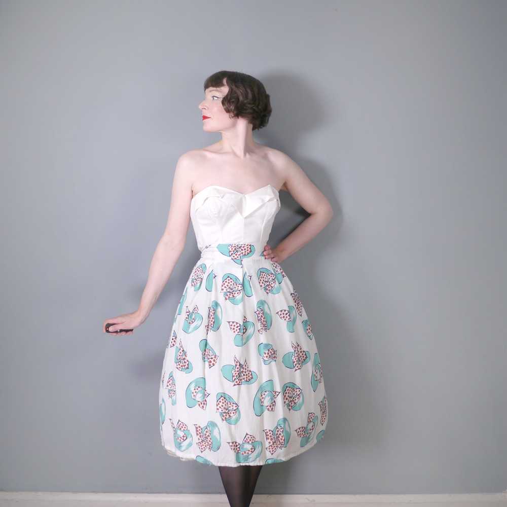 40s 50s HANDMADE HAT NOVELTY PRINT FULL SKIRT - 2… - image 2