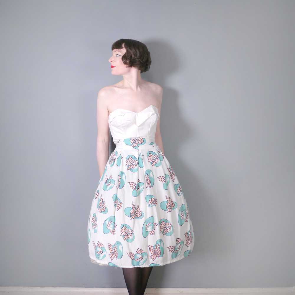 40s 50s HANDMADE HAT NOVELTY PRINT FULL SKIRT - 2… - image 3