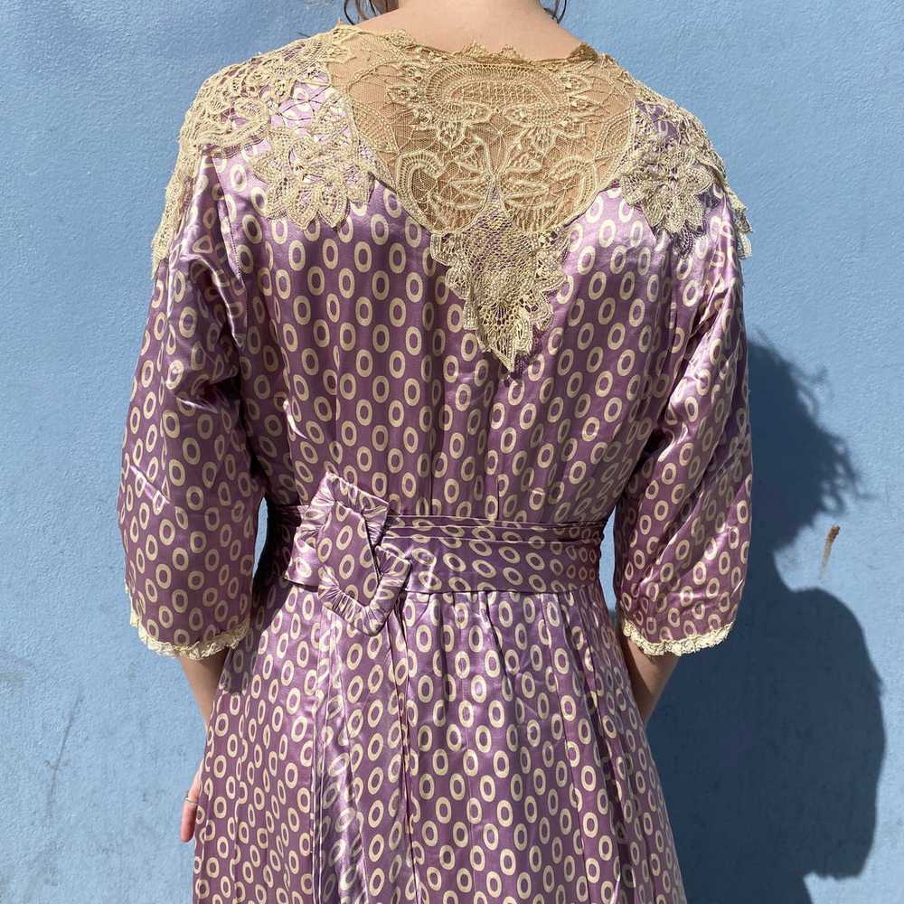 Lilac Silk Edwardian gown rhinestones lace Titani… - image 4