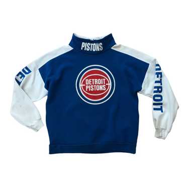 NBA Detroit Pistons White Blue Curvers Zip Up Hoodie - Limotees