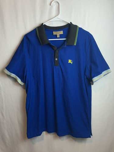 Burberry Men's Cotton Pique Blue Yellow Grey Polo… - image 1