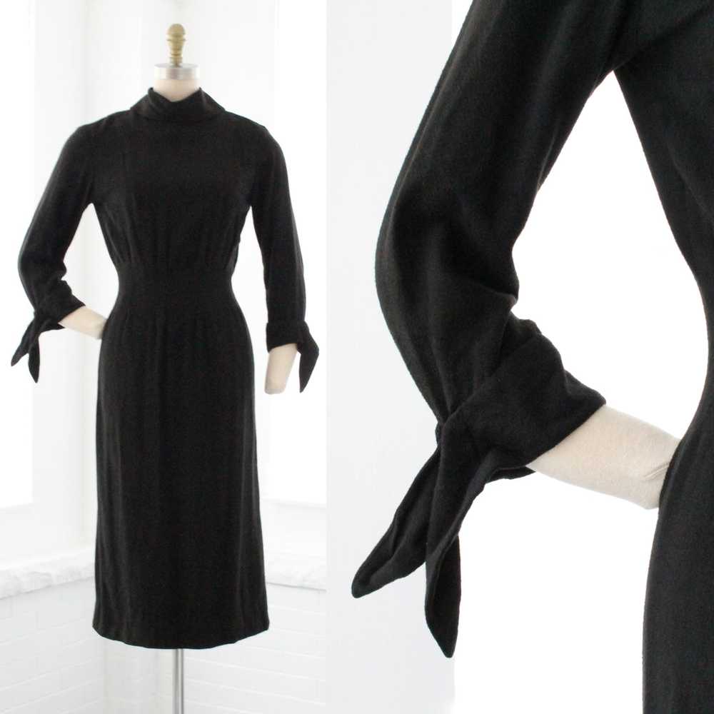 40s Brushed Wool Dagger Dress - image 1
