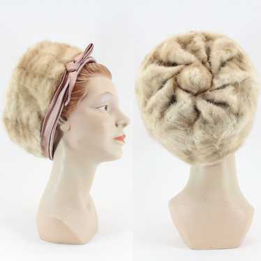 50s Rabbit Fur Pillbox Hat