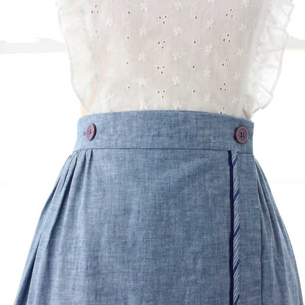 70s Chambray Cat Wrap Skirt - image 6