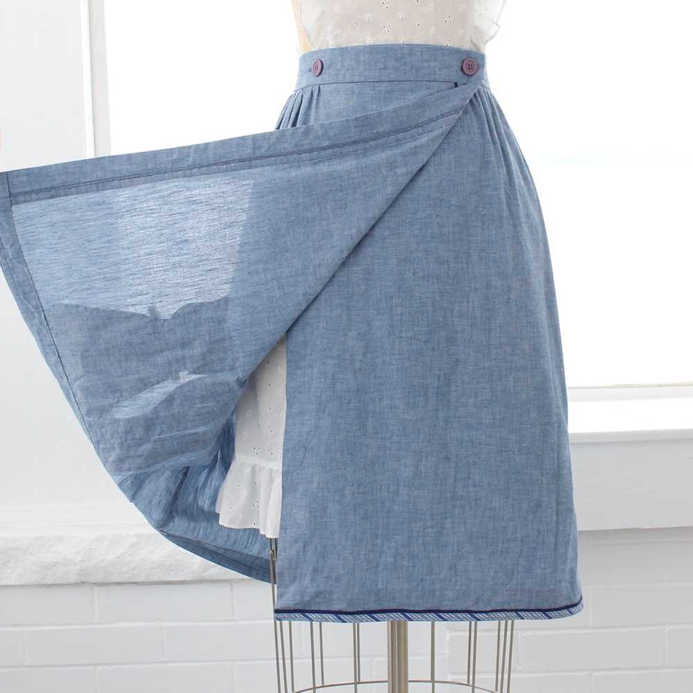 70s Chambray Cat Wrap Skirt - image 7