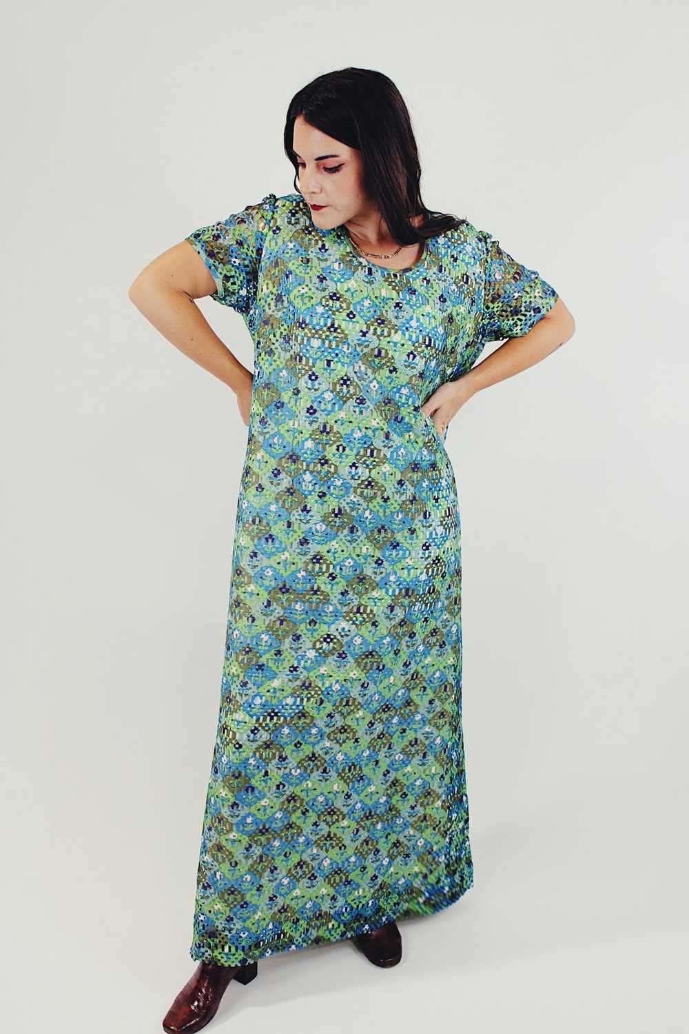 Short Sleeve Printed Maxi Dress - image 1
