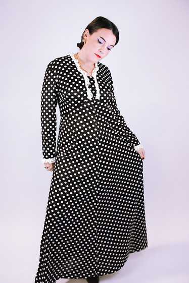 Long Sleeve Polka Dot Maxi Dress - image 1
