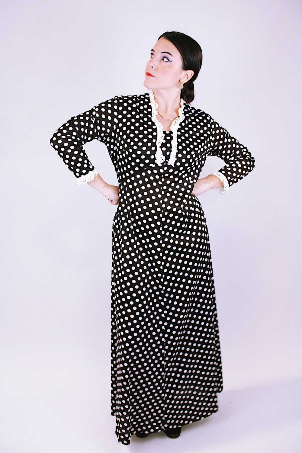 Long Sleeve Polka Dot Maxi Dress - image 2
