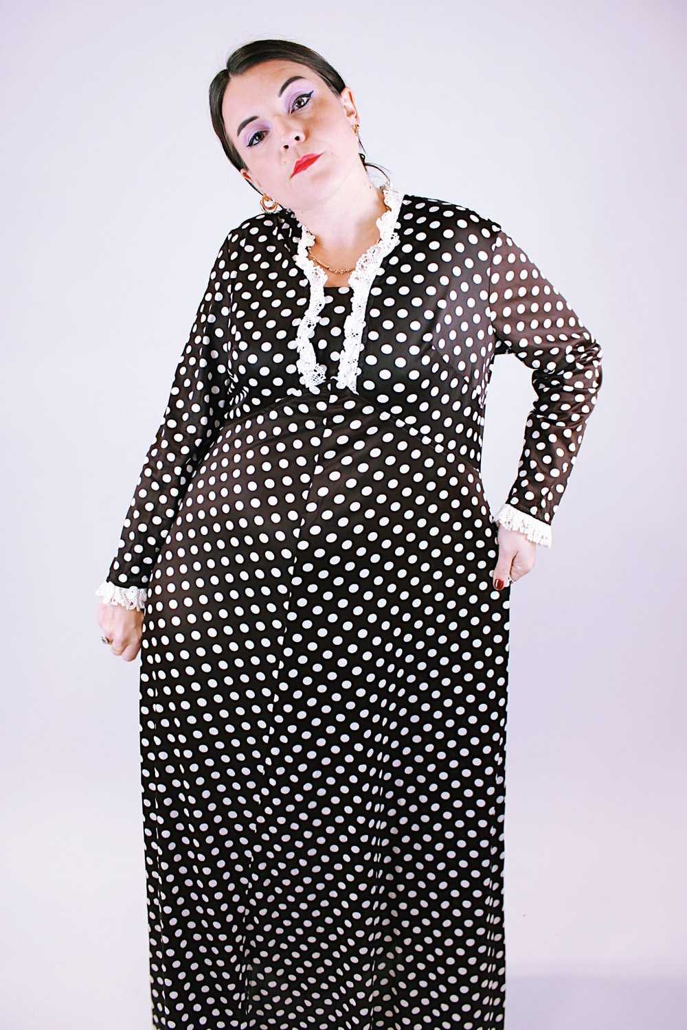Long Sleeve Polka Dot Maxi Dress - image 4