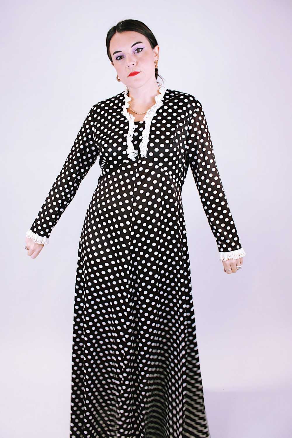 Long Sleeve Polka Dot Maxi Dress - image 5