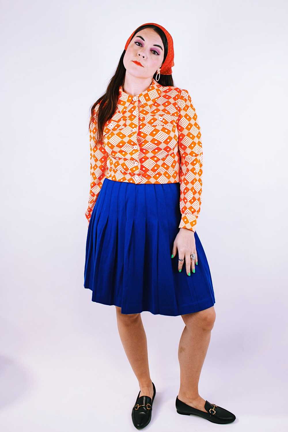 Pleated Wool Mini Skirt - image 2