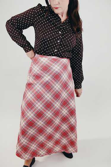 Pink Wool Plaid Skirt