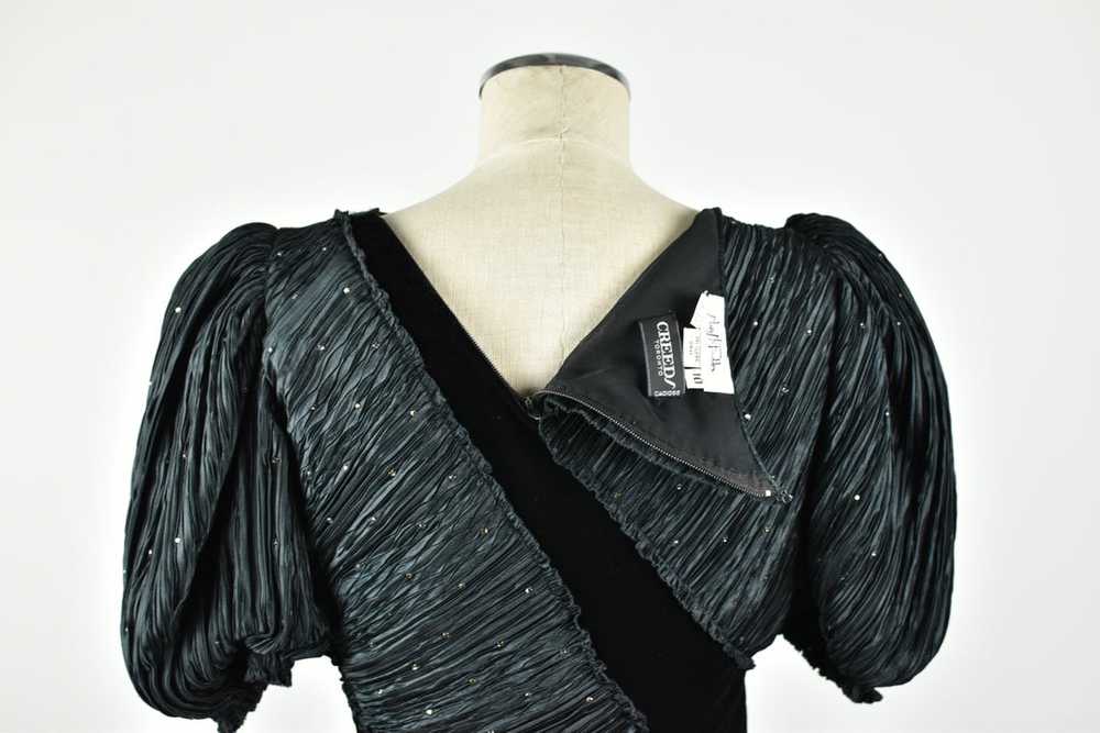 1980’s | Mary McFadden | Pleated Puff Sleeve Dres… - image 10