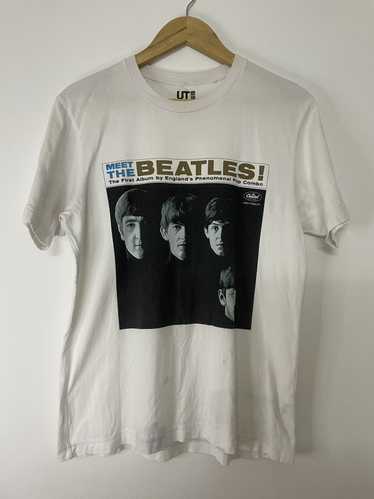 UNIQLO Meet The Beatles Mens T Shirt Size S Small White Graphic Print Music  Tee