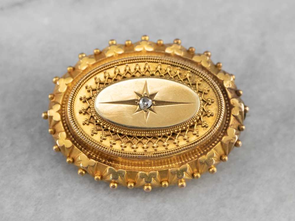 Victorian Diamond Gold Brooch Locket - image 1