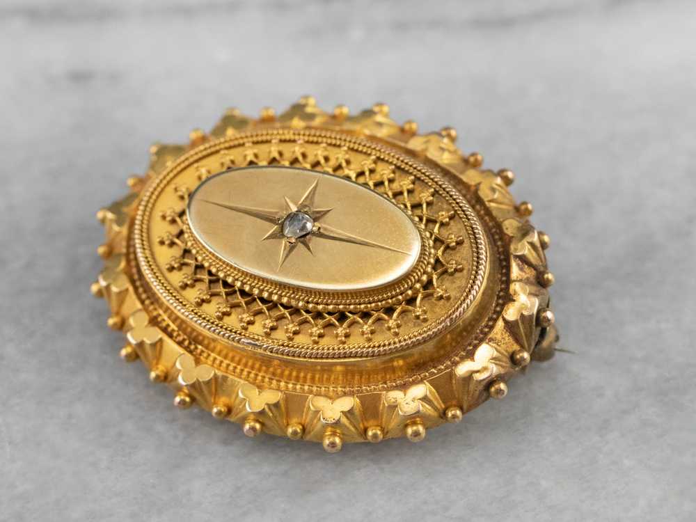 Victorian Diamond Gold Brooch Locket - image 3