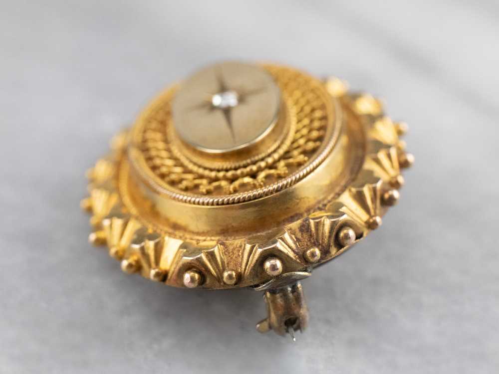 Victorian Diamond Gold Brooch Locket - image 4