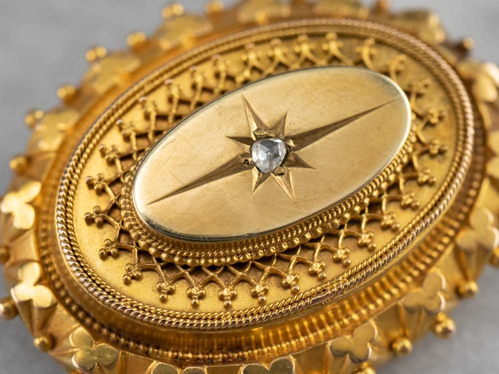 Victorian Diamond Gold Brooch Locket - image 5