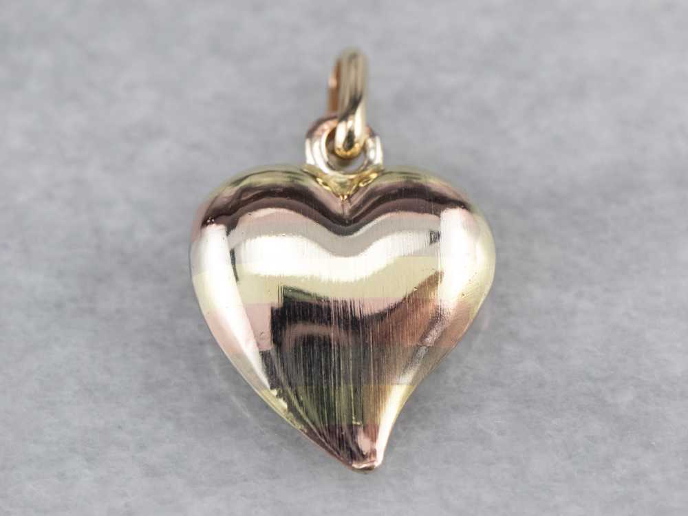 Striped Multi Color Gold Puffy Heart Pendant - image 2