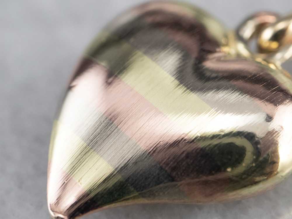 Striped Multi Color Gold Puffy Heart Pendant - image 5