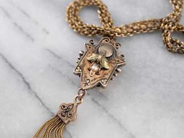 Victorian Gold Tassel Pendant Chain Necklace - image 1