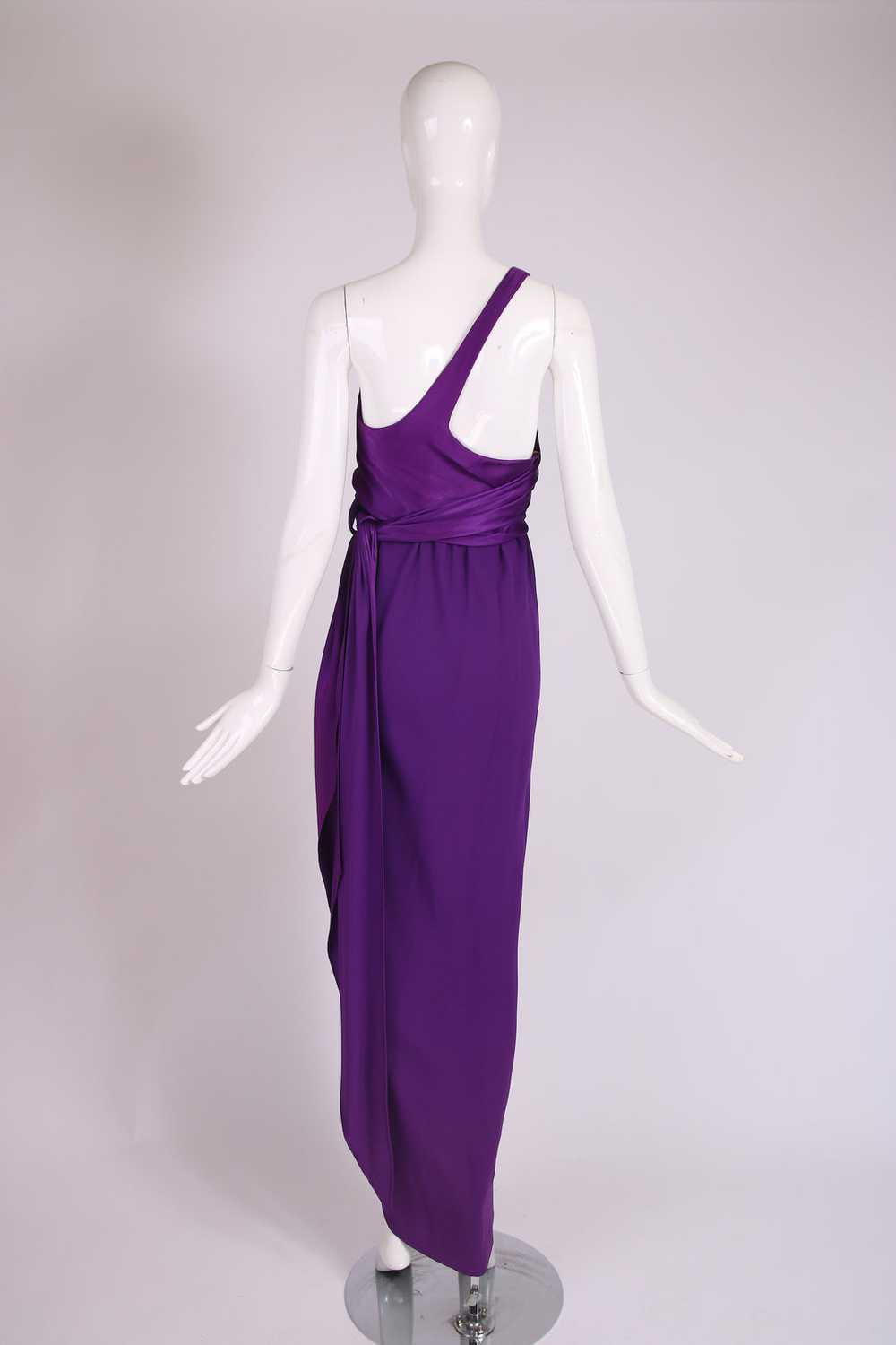 Halston Purple Silk Single Shoulder Silk Evening … - image 3