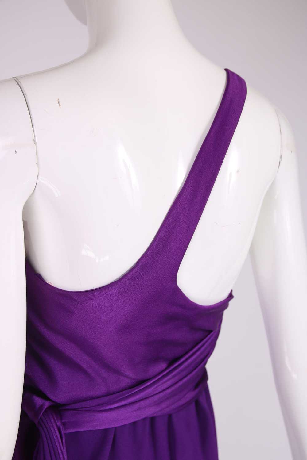 Halston Purple Silk Single Shoulder Silk Evening … - image 4