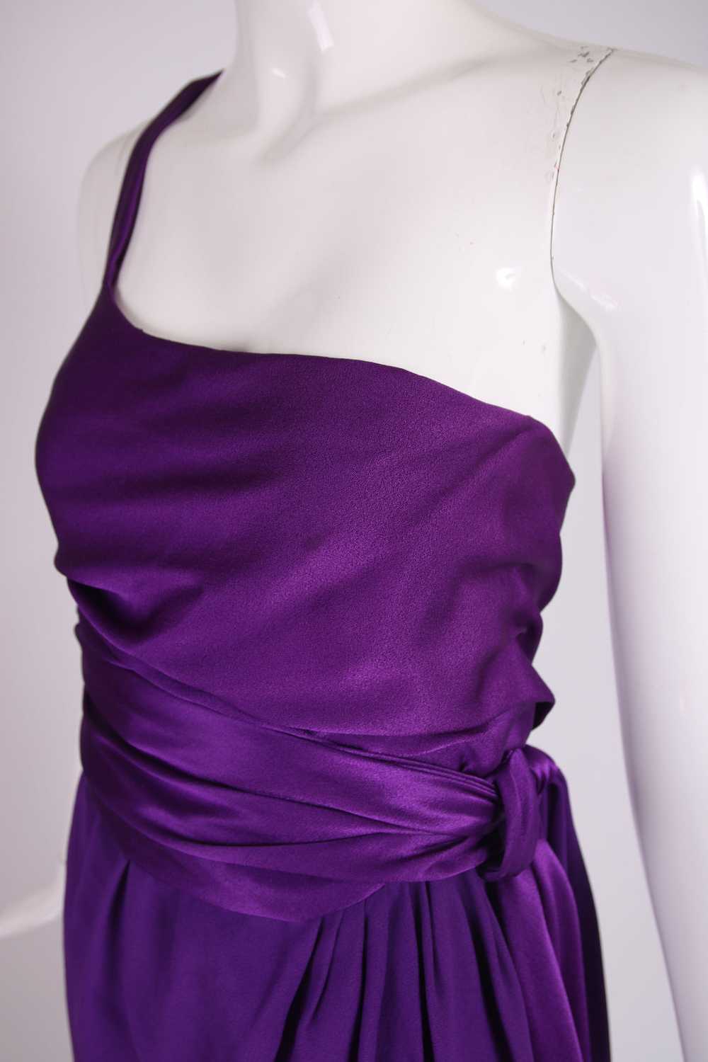 Halston Purple Silk Single Shoulder Silk Evening … - image 5