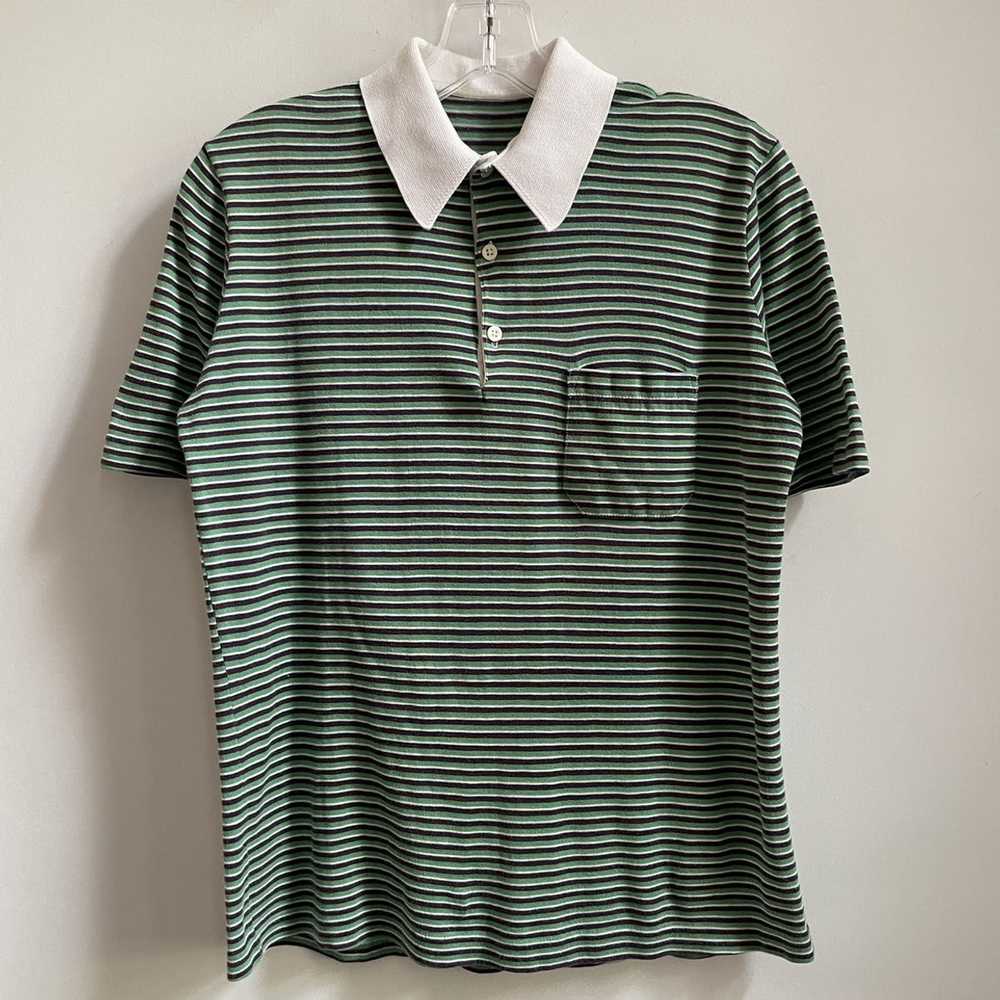 John Smedley × Vintage Stripe Polo Shirt Sweater … - image 1