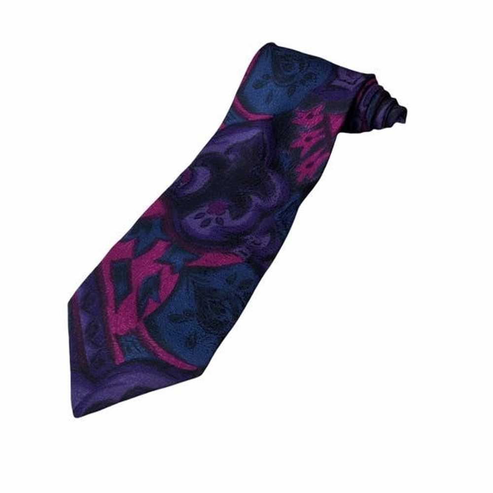 Missoni MISSONI Cravatte Purple Fleur de Lys Silk… - image 1