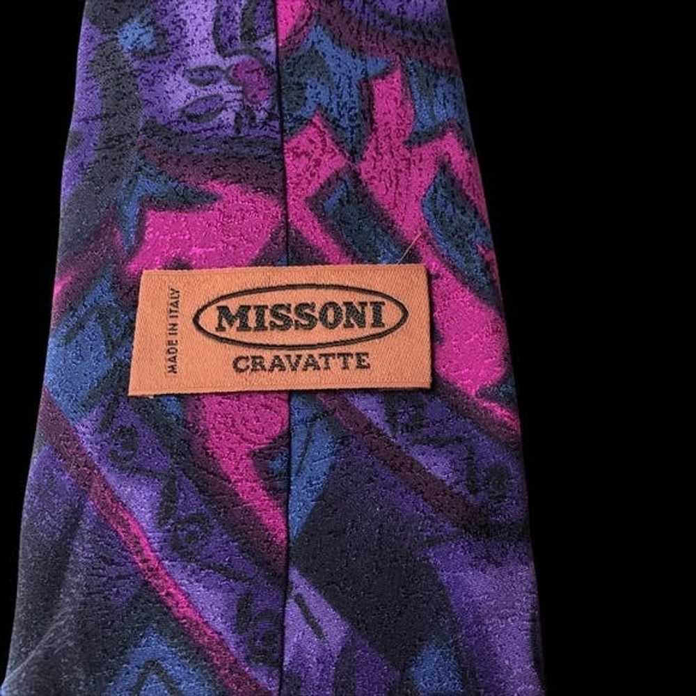 Missoni MISSONI Cravatte Purple Fleur de Lys Silk… - image 2
