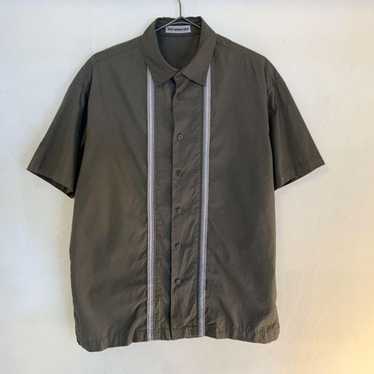 Issey Miyake Pleated Stripe Button Up Shirt - image 1
