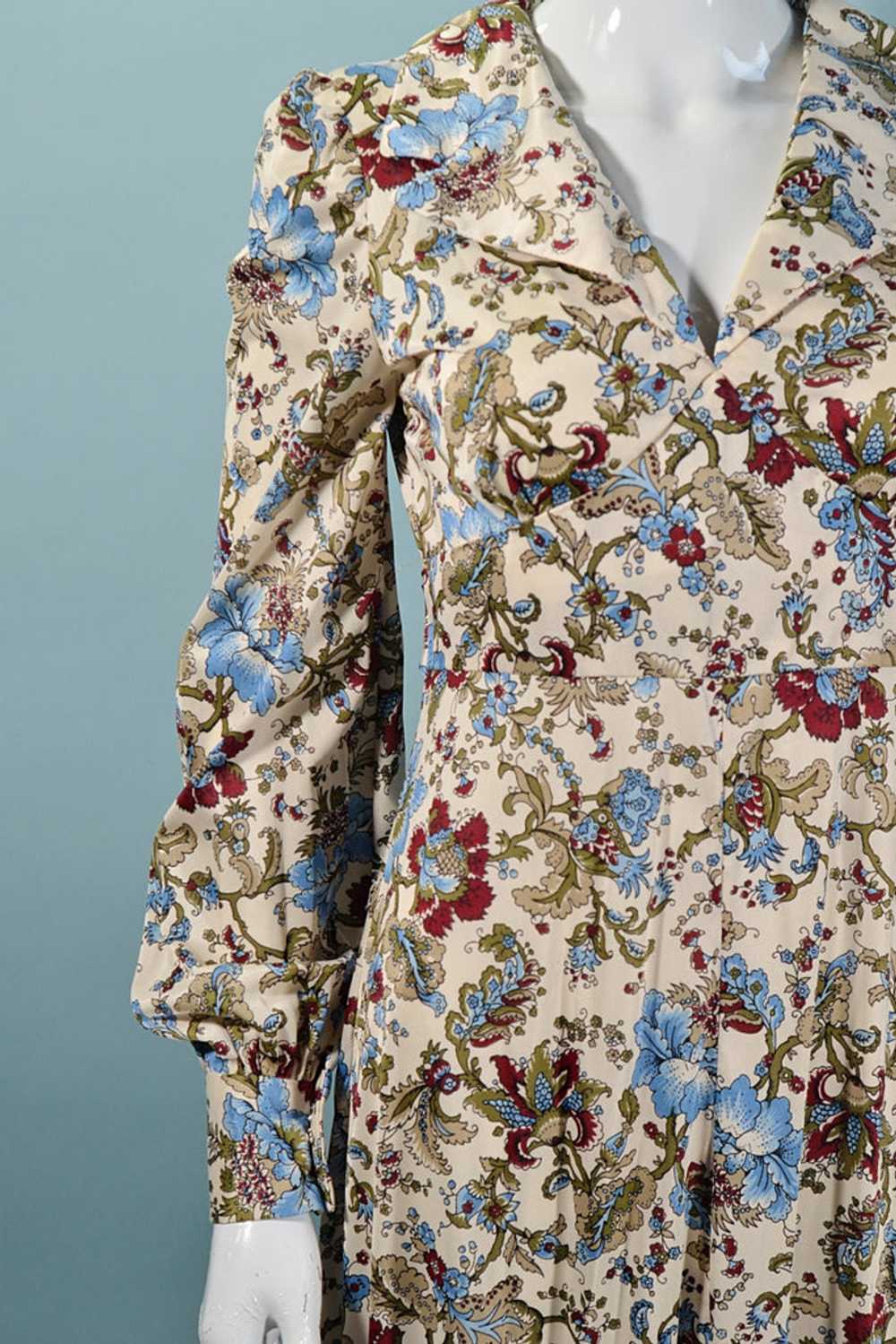 Vintage 60s Floral Print Cottagecore Maxi Dress S - image 4