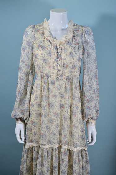 Vintage 70S Prairie Maxi Dress, Cottagecore Flora… - image 1